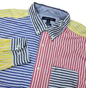 Tommy Hilfiger Calce Clásico Para Hombre Grande Multicolor Rayas Bloque de Color Abotonado - Imagen 1 de 7