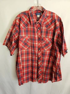 Wrangler Hemd Herren Western Button Up Pearl Snap Shirt Größe 3X Big Rot Multi - Bild 1 von 7