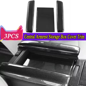 3pcs Carbon Fiber ABS Armrest Storage Cover Trim Fit For Toyota Sienna 2023-2024 - Picture 1 of 11