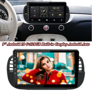 9'' Android 10 6+128GB Radio GPS WiFi For Carplay DSP SIM For Fiat 500 2007-2015 - Picture 1 of 12