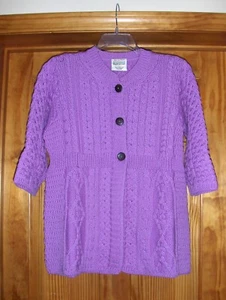 Kilronan Knitwear Lavender Merino Wool Irish Cardigan Sweater Size Medium - Picture 1 of 3