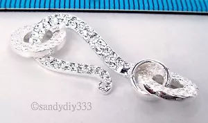 1x BRIGHT STERLING SILVER HAMMER EYE S HOOK CLASP BEAD 37mm #1775 - Picture 1 of 2