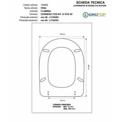 Copriwater Flaminia  FIDIA BIANCO Cerniera Cromo-Sedile-Asse Wc - Immagine 1 di 2