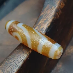 Vintage Tibetan 2 Eyes Agate Dzi Bead Amulet - Picture 1 of 18