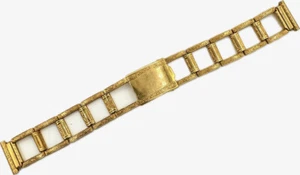 Vintage 17mm Gemex Men's Wristwatch Band Gold Tone Ladder Style Engraved - Picture 1 of 5