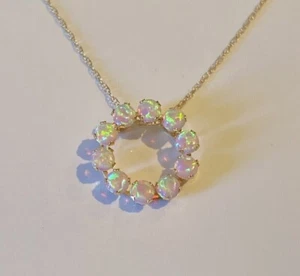 3Ct Round Cut Lab Created Fire Opal Women's Pendant 14k White Gold Plated Silver - Picture 1 of 5