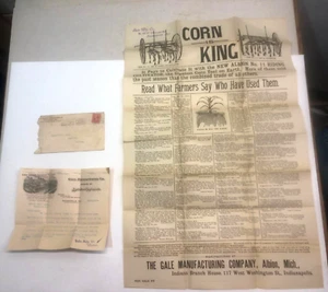 1898 GALE FARM IMPLEMENTS ALBION MICHINGAN ADVERTISING LETTER & 25 X 16" POSTER - Picture 1 of 8