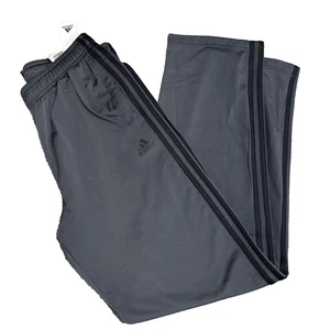 Adidas Herren lange/hohe Trainingshose gestreift grau & schwarz gerades Bein Neu mit Etikett - Bild 1 von 7