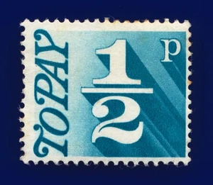 SG D77 1971 1/2p Turquesa-Azul Especificación Z48 Centred East Pert y Toned Perfs MLH cijx - Imagen 1 de 1