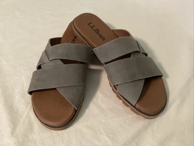 L.L. Bean Womens Lakewashed Slides Sedona Sage Sandal Nubuck Leather Size 6 VGC - Image 1 of 4