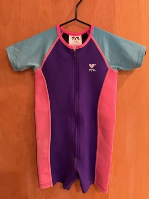 TYR Girls Solid Thermal Swim Suit - Pink / Purple / Royal - Size 4 - Image 1 of 2