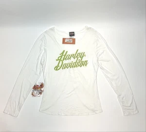 NUEVO Harley Mujer Talla 2X Dorado Carretera Cuello Redondo Manga Larga Hiedra HT4823IVY-2X - Imagen 1 de 6