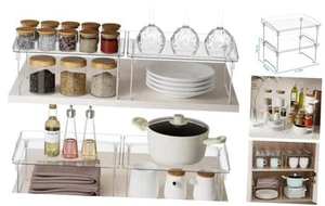 2 Pcs Cabinet Organizer Shelf,Stackable Kitchen Counter Shelves, Spice - Picture 1 of 8