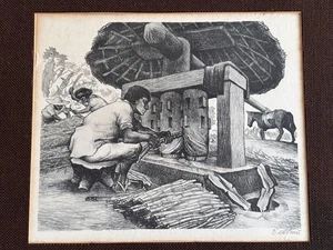 ALBERTO BELTRAN MAHLEN ZUCKERROHR VINTAGE 1940ER MEXIKANISCHER KUNSTDRUCK LITHOGRAPHIE - Bild 1 von 13