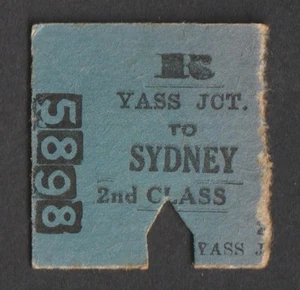 Billete de tren de regreso vintage 1965 NSW FERROCARRILES DEL GOBIERNO YASS CRUCE A SYDNEY - Imagen 1 de 2