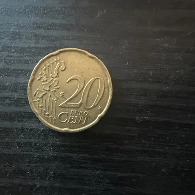 罕见 2002 年意大利 20 美分欧元硬币第一张地图带错误状况良好 — 第 1/4 张图片