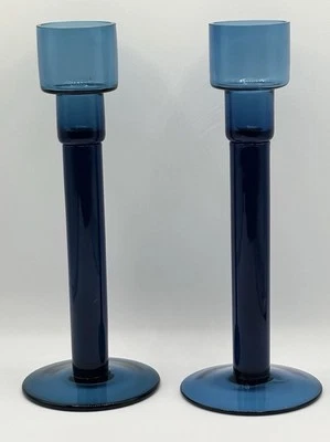 Juego de 2 candelabros cónicos de vidrio azul humo IKEA Foto 1 de 4