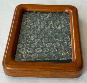 VINTAGE TEAK WOOD PICTURE FRAME ROUNDED CORNERS MADE THAILAND MCM 4-1/2"x5-7/8" - Picture 1 of 22