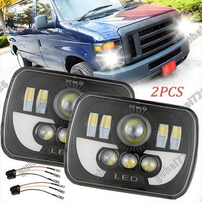 Faróis de LED Hi/Lo Beam 5x7" 7x6" par Bronco para Ford E-100 E-150 E-250 E-350 - Imagem 1 de 4