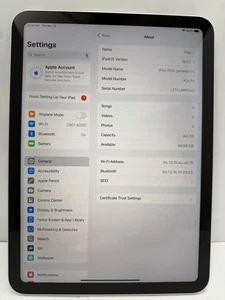 Apple iPad 10.ª Generación A2696 Plateado 64 GB WiFi 10,9 Pantalla Retina Líquida A14 Bionic - Imagen 1 de 7