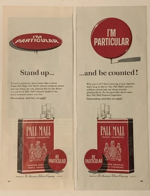 1965 Pall Mall Cigarettes PRINT AD I’m Particular VTG 1960s Stand Up Be Counted - Image 1 of 4