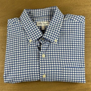 Peter Millar Summer Comfort Shirt Mens XL Gingham Plaid Check Button L/S Nylon - Picture 1 of 9