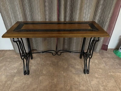 Quality Iron Base Console Table w/ Slate Top - Image 1 of 4