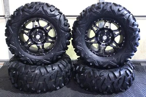 WOLVERINE X2 , X4 26" BIGHORN RADIAL ATV TIRE  14" HD7 SMOKE WHEEL KIT M917 M918 - Picture 1 of 7