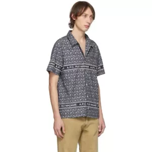 A.P.C. PARIS Poplin Paisley Short Sleeve Shirt - Size: LARGE (50) | RRP: £155 - Picture 1 of 15