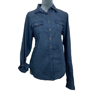 New Bailey Blue Womens Medium Blue Chambray Roll Tab Sleeve Blouse Shirt - Picture 1 of 5