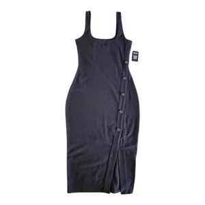 Express Womens Extra Small XS Button-Front Midi Dress Sleeveless Scoop Neck New - Picture 1 of 10