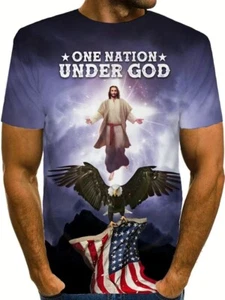 Men's Small Shirt One Nation Under God Printed Patriotic T-shirt - Picture 1 of 5