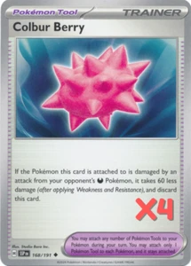 Juego de 4 cartas coleccionables Pokémon Colbur Berry 168/191 Surging Sparks - Imagen 1 de 1