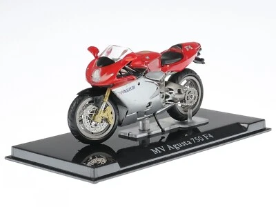 MV Agusta 750 F4 argento-rot Superbike Motorrad Modell 10102 Atlas 1:24 - Immagine 1 di 4