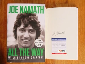 JOE NAMATH signed ALL THE WAY My Life in Four Quarters Book NY JETS PSA AF71573 - Picture 1 of 3