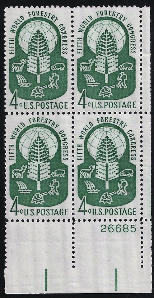 US Scott #1156, Plate Block #26685 1960 Forestry 4c FVF MNH Lower Right - Image 1 of 1