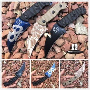 Monogram Custom Knives Engraved Personalized Knife Fixed Blade Tactical Karambit - Picture 1 of 16