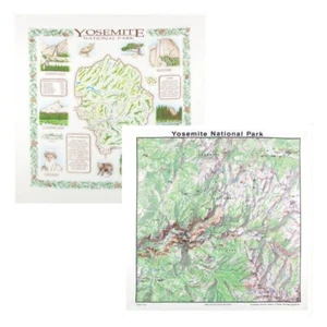 Yosemite National Park Bandanna 2-Pack Bundle California Map Nature Facts - Picture 1 of 3
