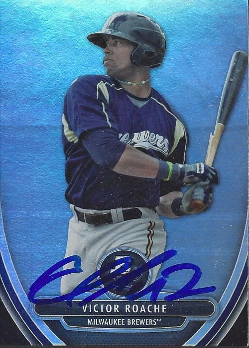 Victor Roache Milwaukee Brewers 2013 Bowman Platinum Signed Card - Image 1 of 1