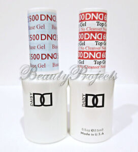 DND Daisy Top Coat No Cleanser 600 & Base Coat 500 Soak Off Gel Polish Duo .5oz