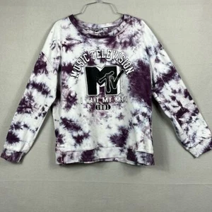 MTV Music Television Long Sleeve Sweatshirt Womens Size XXL Purple White TieDyed - Picture 1 of 9