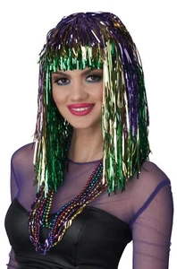 Mardi Gras Tinsel Adult Wig - Picture 1 of 3