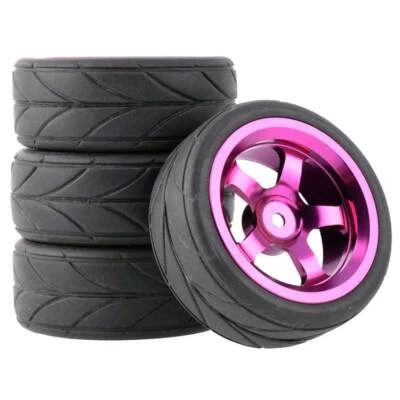1/10 Onroad Rc Car Alloy Wheels Rubber Tires For Tamiya tt01 tt02 Hpi Rs4 - Image 1 of 4