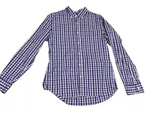J Press Mens Shirt Size Medium Purple White Green Plaid Cotton Button Down - Picture 1 of 9