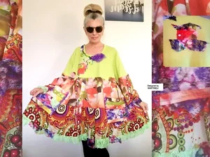 PLUS SIZE FLORAL DRESS 3X MAXI COLORFUL SUMMER DRESS LOOSE COTTON TUNIC DRESS - Picture 1 of 16