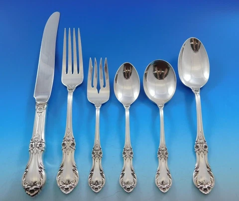 Wild Rose by International Sterling Silver Flatware Set 12 Service 79 pcs Dinner Cover