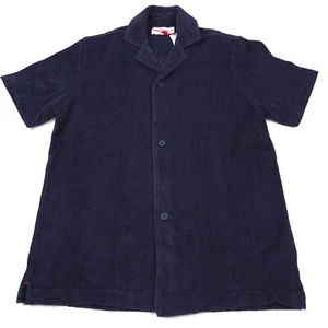 $295 Orlebar Brown Howell Night Iris Blue Terry Cotton Polo Shirt Mens Small - Picture 1 of 7