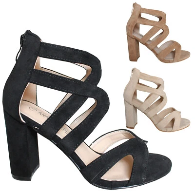 Scarpe Sandali Donna Estivi Traforati Spuntati Scamosciati OM732 - Immagine 1 di 4