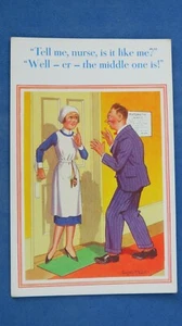 Donald McGill Comic Postkarte 1930er Rotes Kreuz Krankenschwester Entbindungsstation DREIFACH Thema - Bild 1 von 2