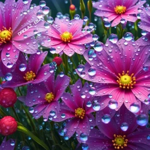 Pink Flower with Yellow Center Digital Art Image Premium Photo Image Flower ART - Picture 1 of 3